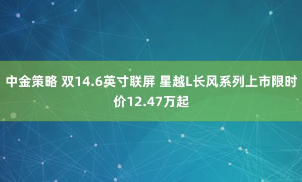 中金策略 双14.6英寸联屏 星越L长风系列上市限时价12.47万起